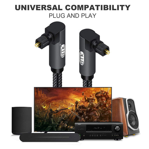 90 Bar,TV(6.6ft/2m) EMK Upgraded Double Degree Optical Audio Cable Free-Rotating Toslink Plug Nylon Braided S/PDIF
