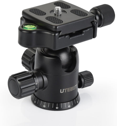 UTEBIT 40MM 360 22lbs/10kg 1/4" Metal Tripod Ball Head with Camera Quick Release Plate Swivel Camera Ball Mount Load
