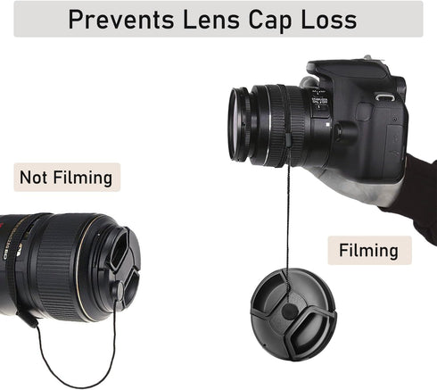 QQM 6 Pcs Lens Cap Keeper Cord, Camera Lens Cap Leash for DSLR & Mirrorless Lenses - Lens Cap Tether/Lens Holder