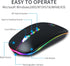 HOTLIFE Slim Rechargeable LED Wireless Mouse, Portable USB Optical 2.4G Bluetooth Computer Mice with Type C Adapter