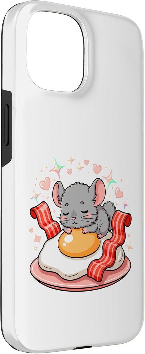 Kawaii Chinchilla Breakfast Egg Bacon Hearts Chinchilla 15 Cute Sleeping On Egg and Bacon Case for iPhone