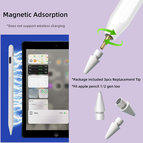 Stylus Pen for iPad, Digital Pen with Fast Charge, Tilt Sensitive & Palm Rejection, Compatible with iPad Models