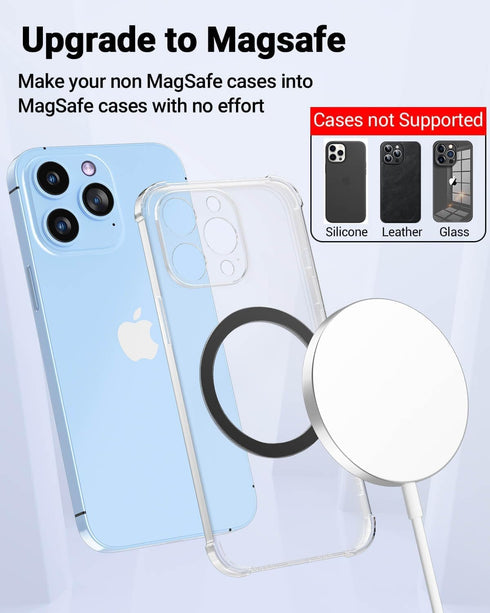 10 PCS Ultra-Thin Magsafe Sticker for MagSafe Ring, Compatible with iPhone 15 Pro Max, 15/14/13/12 Series, Black