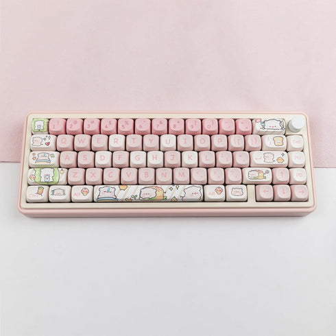 Hyekit PBT Keycaps, 145 Keys, Pink Pig Keycaps, Dye-Sublimation, MOA Profile Custom Keycaps for Cherry Gateron MX