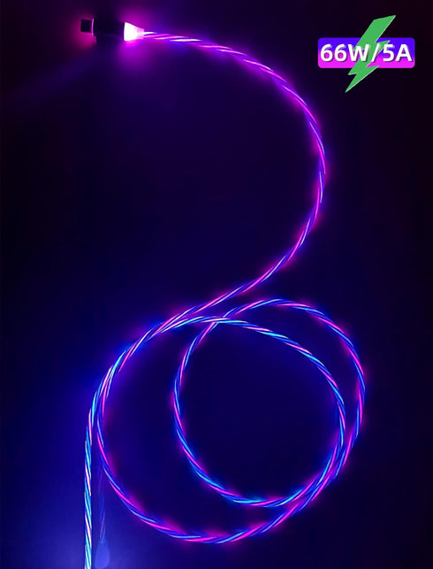LED Light Up USB Type C Cable 3.3ft/1m, 66W 5A QC3.0 Fast Charger for Galaxy S20/S10/S9 Plus/Note 20/Switch/LG V30.