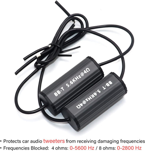 RECOIL BB-T Bass Blocks for Protecting Car Audio Tweeters, Eliminating Frequencies 0-5.6kHz at 4Ohms (Pair)
