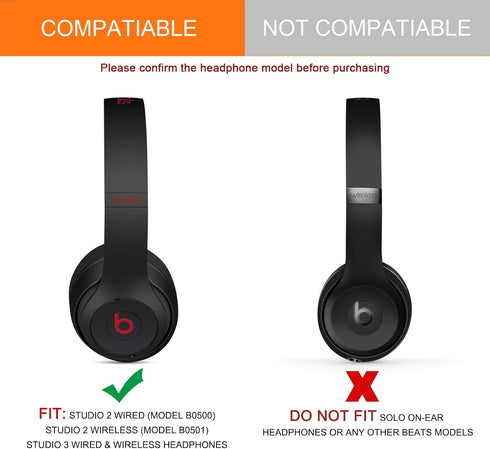 GVOEARS Replacement Ear Pads for Beats Studio 3, Earpad Cushions for Beats Studio 2 3 Wired & Wireless Over Ear Headphones with Memory Foam Strong Adhesive (Black)