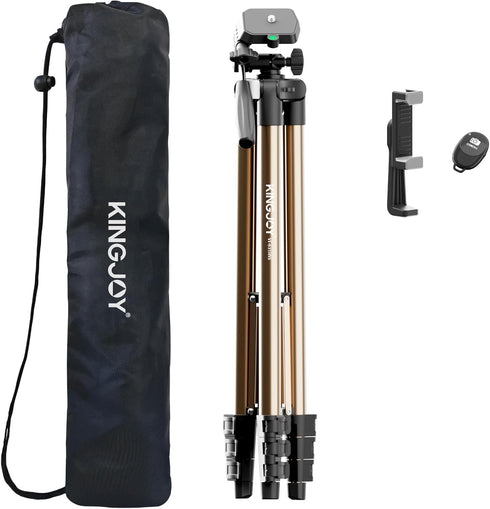 KINGJOY 71" Camera Tripod, Lightweight Travel Tripod with Wireless Remote, Cold Shoe Phone