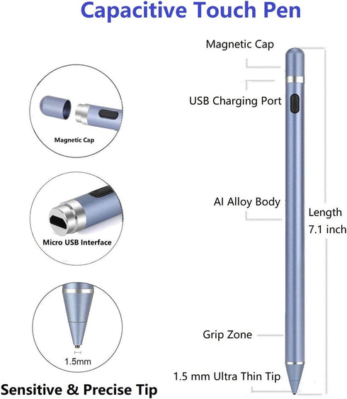 Stylus Pens for Touch Screens, Active Digital Pencil Compatible with iPadiPad ProAirMiniiPhoneOther Tablet Drawing&Writing (Haze Blue), MP2021