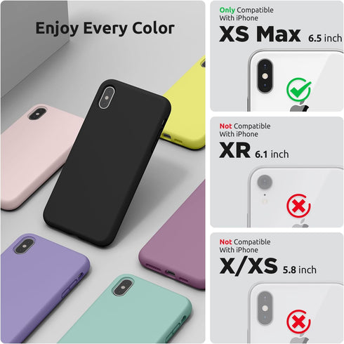 SURPHY iPhone Xs Max Case, Thickened Liquid Silicone Phone Case, Black, Designed for 6.5 Inch iPhone Xs Max