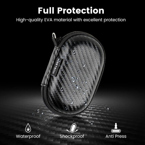 Earbud Case Holder, Wired Headphone Storage Pouch, Hard EVA Small Zipper Bag for Wireless Earbuds and Headphones
