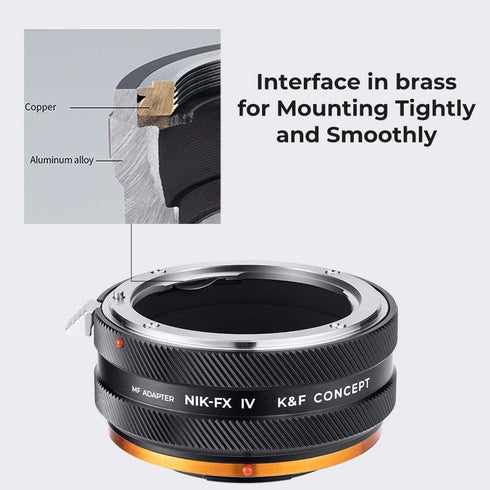 K&F Concept IV PRO NIK-FX Lens Mount Adapter with Aperture Control Ring for Nikon F Series Lens to Fujifilm X-Series
