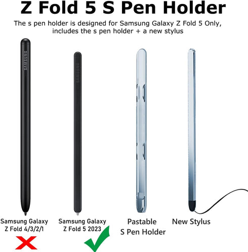 for Samsung Galaxy Z Fold 5 S Pen & Pen Holder, Slim Lightweight PC Z Fold 5 S Pen Holder New Stylus High Sensitive & Precision Silicone Tip Capacitive Pen for Z Fold 5 Blue
