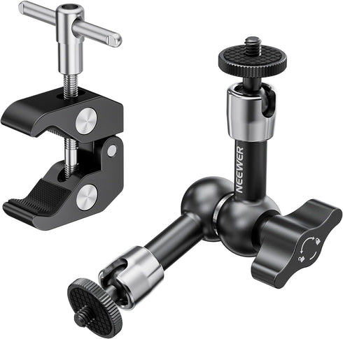 NEEWER 6"/15cm Adjustable Magic Arm with Super Clamp, 1/4" & 3/8" Threads for Flash/LED Light/Microphone/Monitor