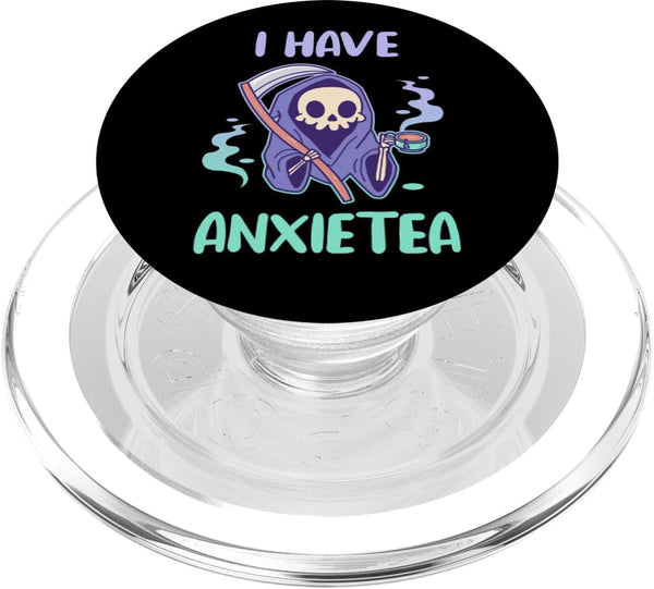 PopSockets PopGrip for MagSafe - I Have Anxietea - Cute Kawaii Grim Reaper With Tea