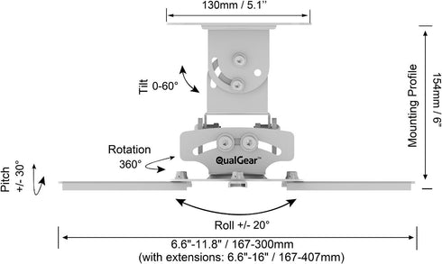 QualGear PRB-717-Wht Ceiling Mount Projector Accessory