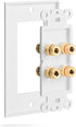 Fosmon Home Theater Wall Plate - Premium Gold Plated Copper Banana Binding Post Coupler Type (White) (Two Speaker)