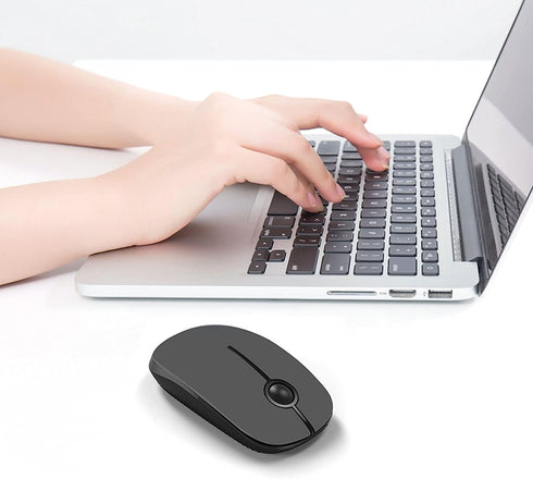 VssoPlor Wireless Mouse, 2.4G Slim Portable Mice with Nano Receiver for Notebook, PC, Laptop (Black and Gray)
