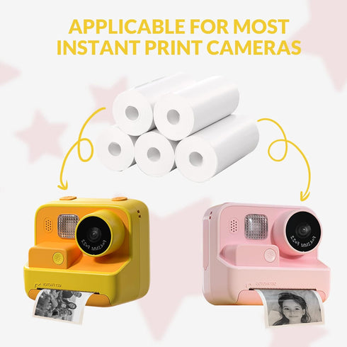 Mafiti 10 Rolls Kids Instant Print Paper for K27/Q5 Camera, 2.2 x 1 Inch, White, Compatible with Most Instant Print