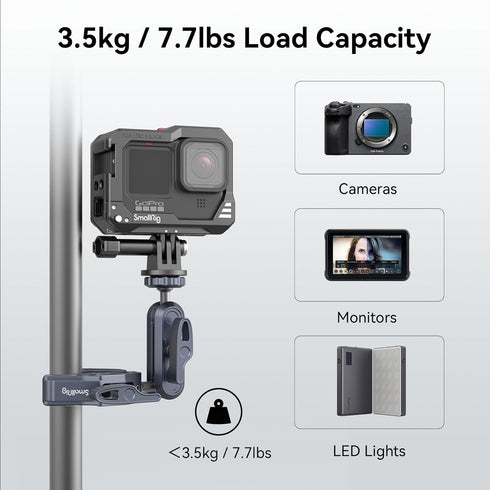 SMALLRIG Ballhead Magic Arm with Clamp and Adapter, Camera Mount Clamp for Gopro, Monitor Mount with 1/4"-20, 3/8"-16