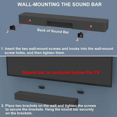 JINGer Universal Speaker Wall Mount for Sony, Vizio, Samsung, Roku, and More, Speaker Brackets for Rear Satellite