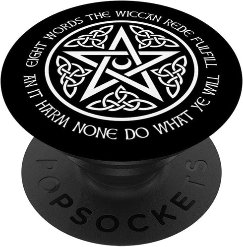 An It Harm None Do What Ye Will Pentacle with Celtic Knot PopSockets Swappable PopGrip