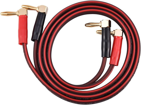 HI-FI Pure Copper Speaker Cable with Right Angle L Type Gold-Plated Connector, Red & Black (1M)