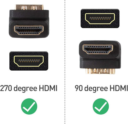 Cable Matters Combo Pack HDMI Adapter, 270 Degree and 90 Degree Right Angle HDMI with 4K and HDR Support