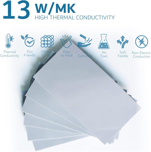 Thermal Pads 13W/mK, 85 x 45 x 1.5mm Silicone Cooling Heatsink Thermal Pad for PC Laptop/CPU/LED