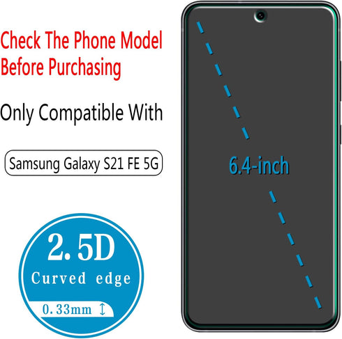 Samsung Galaxy S21 FE 5G Tempered Glass Screen Protector (2 Pack) by HPTech, Anti-Scratch, Bubble-Free, Fingerprint