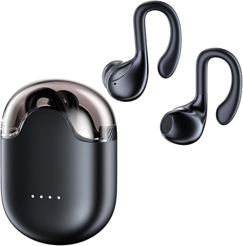 Wireless Earbuds, Open-Ear Bluetooth 5.3 Noise Cancelling Headphones with Ear Hooks, 60H Playtime for Running