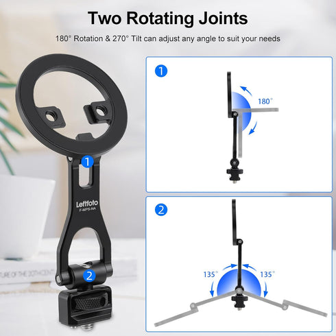 Leftfoto 1/4"-20 17 16 15 14 13 12 Metal Strong Magnetic Phone Stand with ARRI Locating Screw -Adjustable Foldable