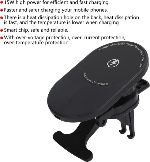 15W Fast Charging Car Charger, Auto Clamping Phone Mount for iOS 12 Pro/12 Pro/12 Mini