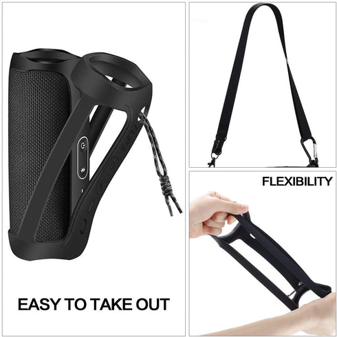 Silicone Case for FLIP 5 Portable Bluetooth Speaker, Gel Soft Skin Cover, Travel Carry Pouch with Strap (Not for Flip 6)