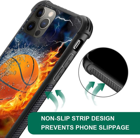 DAIZAG iPhone 13 Mini Case - Shockproof Soft TPU, Ice Fire Basketball Design, Perfect Gift for Boys & Men.