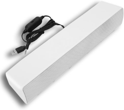Beufee V-196 Computer Sound Bar, White USB Powered 3.5mm Input 2.0 Channel Stereo