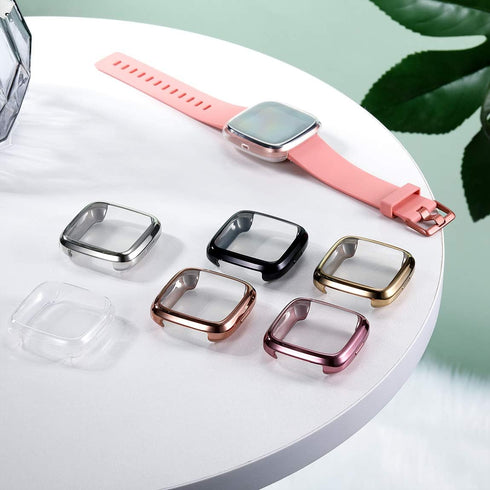 Maledan Ultra Thin Screen Protector Case for Fitbit Versa 2, 3 Pack TPU HD Full Protective Cover, Shock Absorbing