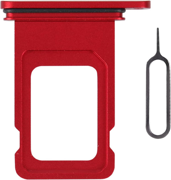 for iPhone 11 Red SIM Card Tray Holder Replacement, Single SIM Version with Waterproof Rubber Ring Repair Kit