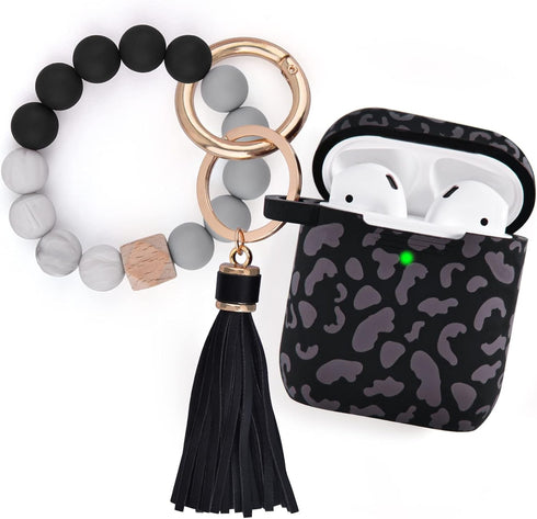 Filoto Compatible with Airpod 2nd Generation Case, Cute Silicone Protective Case for Women with Bracelet Keychain