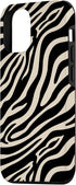 iPhone 13 Zebra Stripes Print Pattern in Black and Beige Case