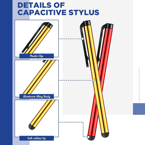 200 Pack Stylus Pens for Touch Screens - Capacitive Screen High Sensitivity Metal Tablet Pen, Universal Fine Point, 10