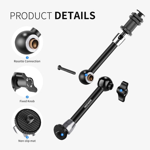 NEEWER Upgraded Super Clamp and 11" Adjustable Friction Power Articulating Magic Arm for SmallRig Camera Cage
