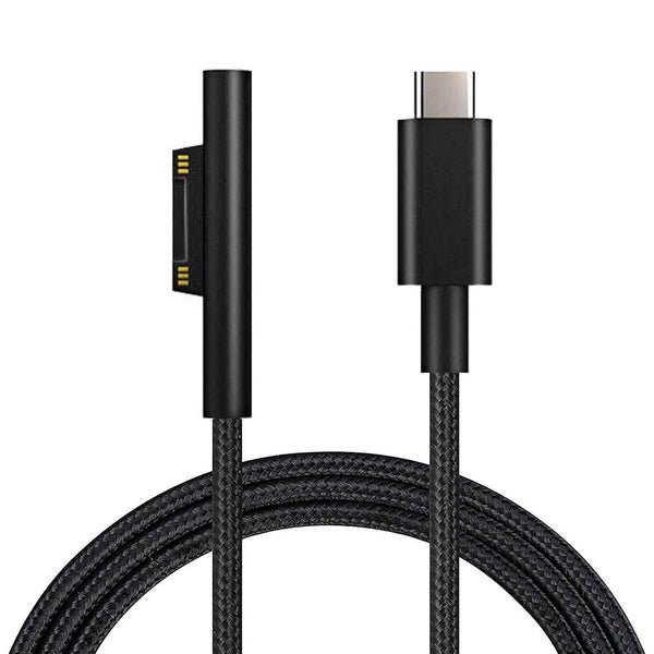 Nylon Braided Charging Cable for Microsoft Surface Pro 7/6/5/4/3/Go3/2/1 & Laptop 4/3/2/1, 6ft, 45W 15V 3A USB-C (Black)