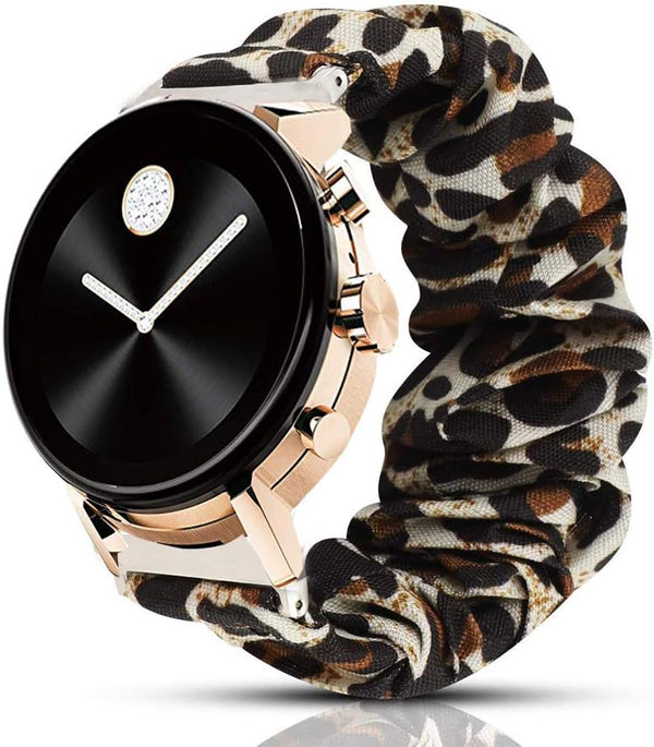 Compatible Movado 2.0 Smartwatch Band, Blueshaw Fabric Elastic Scrunchie Replacement Straps for Women, Leopard Print,