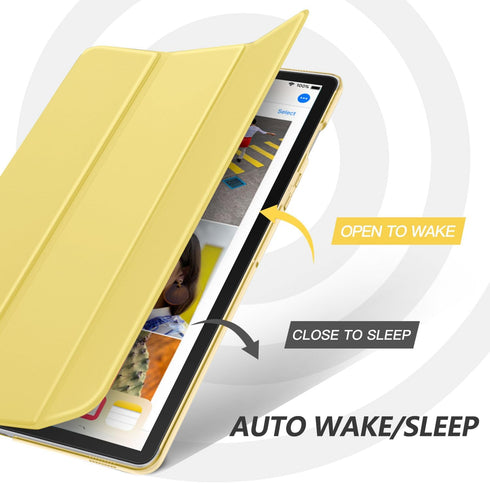 MoKo Ultra Thin Slim Shell Case for Samsung Galaxy Tab S5e 2019, Light Yellow Trifold Stand Cover with Auto Wake