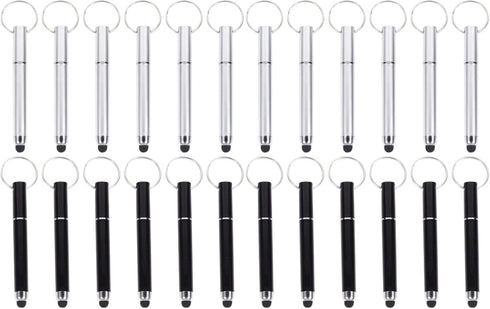 Mikikit Mini Stylus Pen, 24 Pcs Keychain Stylus Pen, Ballpoint Pen, Tablet Stylus, Touchscreen Stylus Pen with Keyring