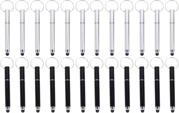 Mikikit Mini Stylus Pen, 24 Pcs Keychain Stylus Pen, Ballpoint Pen, Tablet Stylus, Touchscreen Stylus Pen with Keyring