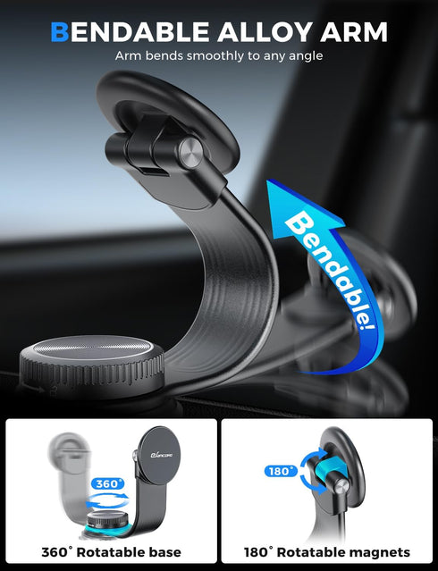 eSamcore 17 16 15 14 13 12 for Magsafe Car Mount, Bendable Alloy Arm Magnetic Phone Holders for Your Car Dashboard