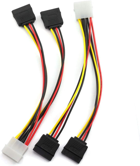 SDTC Tech 4 Pin Male IDE Molex to 15 Pin Female Dual SATA Power Splitter Adapter Cable (20cm) - 2 Pack