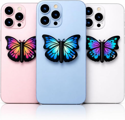 WingHolders 3D Cute Butterfly Phone Grip Socket Foldable Rotating Phone Holder with Fold-Style Finger Grip for iPhone